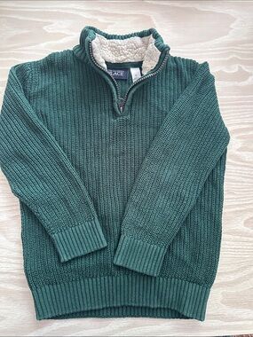 The Children's Place Forest Green Quarter Zip w Sherpa-Lined Collar 5T